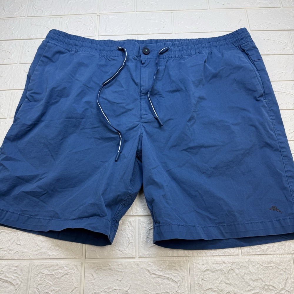 TOMMY BAHAMA Blue Micro Twill Shorts Elastic Drawstring Sz 2XL